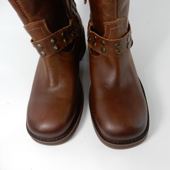 DINGO Anarchy Moto Boots Bootie Size 8.5 Brown Leather Harness Studs NEW - Picture 6 of 15